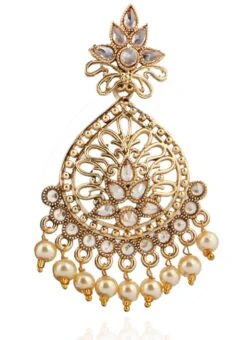 Gold N White Danglers Festive Wear