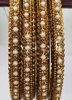 Gold N White Designer Bangles Festive Wear