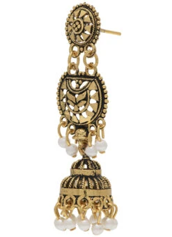 Gold N White Designer Jhumka Earrings Festive Wear