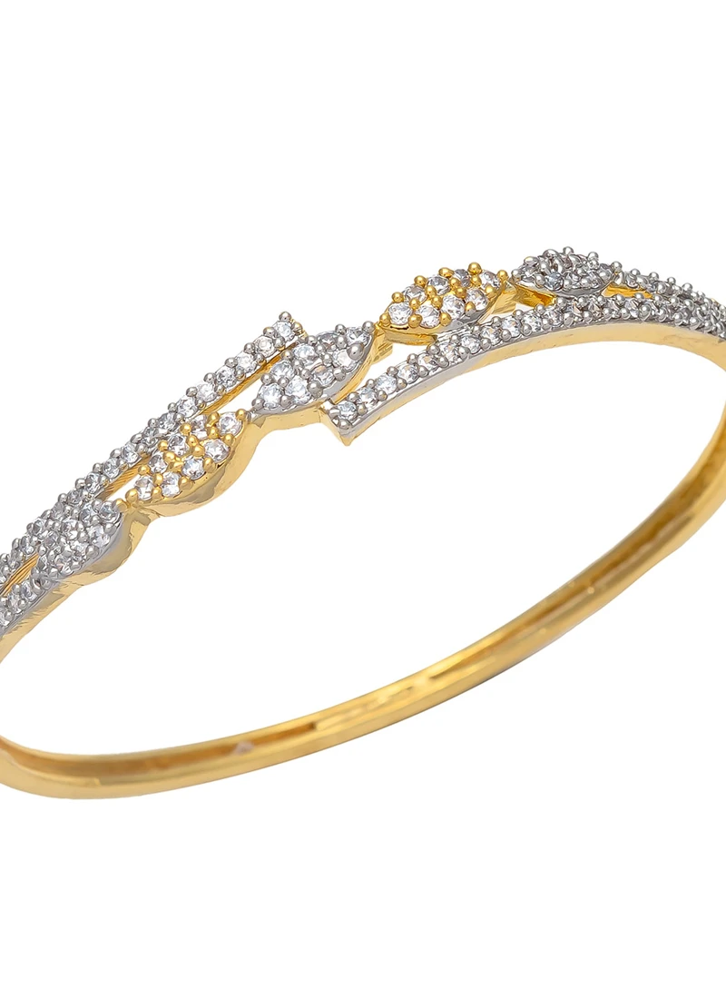 Gold Polish American Diamond Sleek Bracelet Party Wear 1 Gold Polish American Diamond Sleek Bracelet Party Wear