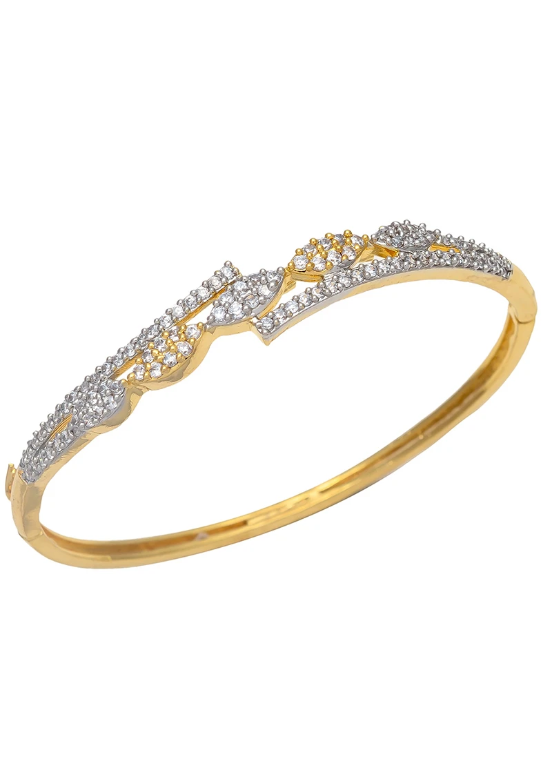 Gold Polish American Diamond Sleek Bracelet Party Wear 2 Gold Polish American Diamond Sleek Bracelet Party Wear - Image 2