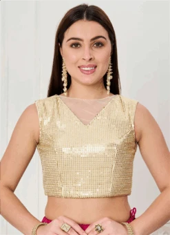Gold Sequin Embroidery Blouse Festive Wear -C Bazaar Shop gold sequin embroidery blouse BLBS02307637 b