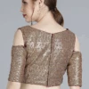 Gold Sequins Cold Shoulder Blouse Party Wear