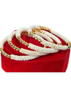 Golden Alloy Beads Bangles Party Wear -C Bazaar Shop golden alloy beads bangles hjbdmf008 b