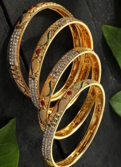 Golden Alloy Stones Bangles Party Wear