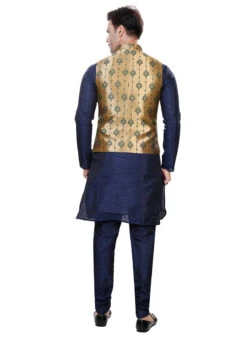Golden Art Silk Jacquard Bandhgala Jacket 5 Golden Art Silk Jacquard Bandhgala Jacket -C Bazaar Shop golden art silk jacquard bandhgala jacket jmkmdc601 b