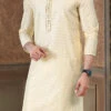 Golden Art Silk Kurta Pyjama Party Wear