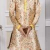 Golden Art Silk Printed Kurta Pyjama Party Wear