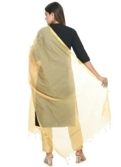 Golden Chanderi Cotton Dupatta Festive Wear -C Bazaar Shop golden chanderi cotton dupatta dpdmfmfd044 b