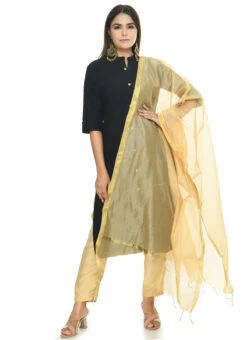 Golden Chanderi Cotton Dupatta Festive Wear -C Bazaar Shop golden chanderi cotton dupatta dpdmfmfd044 u