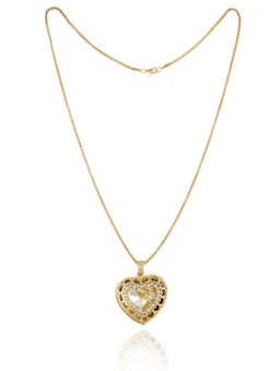 Golden Color Heart Shaped Pendant After Six Wear -C Bazaar Shop golden color heart shaped pendant jyphosf50032 b