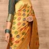 Golden Mustard Banarasi Katan Zari Weaving Saree Festive Wear