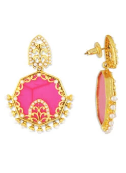 Golden N Pink One Stop Fashion Earrings Festive Wear -C Bazaar Shop golden n pink one stop fashion earrings erhosf301130699 b