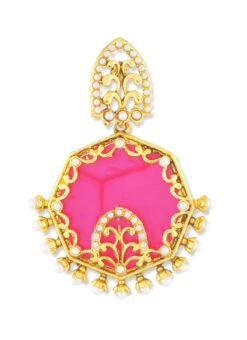 Golden N Pink One Stop Fashion Earrings Festive Wear