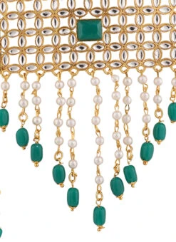 Green Alloy Choker Necklace Set Party Wear