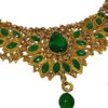 Green Alloy Necklace Set With Earrings N Mangtika Party Wear