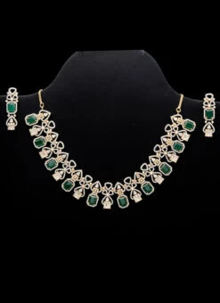 Green Alloy Stone Necklace Party Wear -C Bazaar Shop green alloy stone necklace jynsjde1657 b