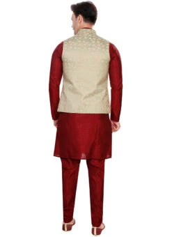 Green And Pink Art Silk Jacquard Bandhgala Jacket 5 Green And Pink Art Silk Jacquard Bandhgala Jacket -C Bazaar Shop green and pink art silk jacquard bandhgala jacket jmkmdc621 b