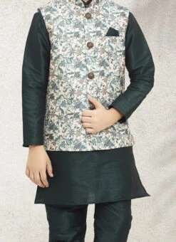 Green Art Banarasi Silk Bandi Set Party Wear