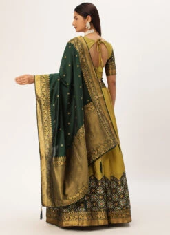 Green Art Silk Benarasi Jacquard A Line Lehenga Festive Wear 7 Green Art Silk Benarasi Jacquard A Line Lehenga Festive Wear -C Bazaar Shop green art silk benarasi jacquard a line lehenga ghsrk176084 b