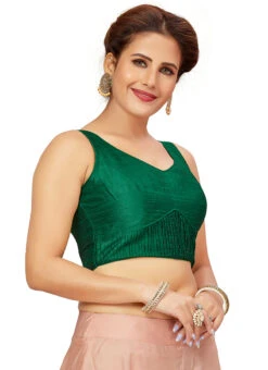 Green Art Silk Blouse After Six Wear -C Bazaar Shop green art silk blouse blmff1819 u