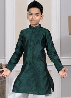 Green Art Silk Brocade Kurta Pyjama Party Wear -C Bazaar Shop green art silk brocade kurta pyjama kdmrg12023 b