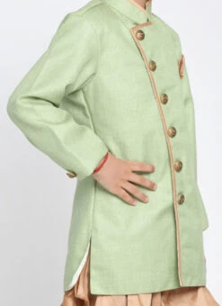 Light Pista Green Art Silk Dhoti Set