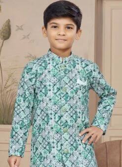 Green Art Silk Embroidered Sherwani For Boys Festive Wear 5 Green Art Silk Embroidered Sherwani For Boys Festive Wear -C Bazaar Shop green art silk embroidered sherwani for boys kdbmsgr607 b