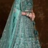 Green Art Silk Embroidered Stones Umbrella Lehenga Wedding Wear