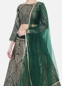 Green Art Silk Gota A Line Lehenga Festive Wear