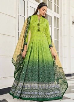 Green Art Silk Gown Party Wear -C Bazaar Shop green art silk gown bgwrs47341004 u
