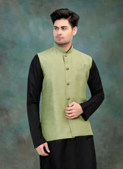 Green Art Silk Nehru Jacket -C Bazaar Shop green art silk nehru jacket jmkmpc02 b
