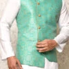 Green Art Silk Printed Nehru Jacket