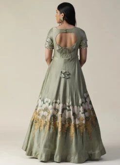 Green Art Silk Sequins Dresses And Gown Party Wear -C Bazaar Shop green art silk sequins dresses and gown bgwrdsas87 b