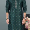 Green Banarasi Silk Jacquard Work Kurta Pyjama Party Wear
