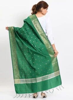 Green Banarasi Silk Weaving Work Dupatta Work Wear -C Bazaar Shop green banarasi silk weaving work dupatta dpdmimfd184 b