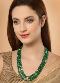 Green Beads Designer Necklace Set Party Wear -C Bazaar Shop green beads designer necklace set jydmf1852 b