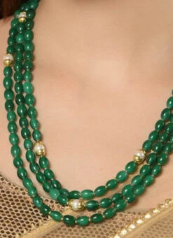 Green Beads Designer Necklace Set Party Wear