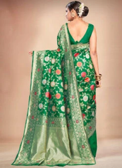 Green Benarasi Art Silk Saree Festive Wear -C Bazaar Shop green benarasi art silk saree sasli11093005 b