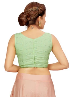 Green Blended Cotton Sequins Blouse After Six Wear -C Bazaar Shop green blended cotton sequins blouse blmff1828gr b