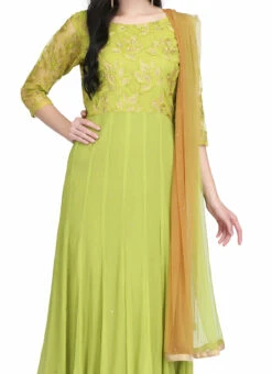 Green Chiffon Anarkali Suit Party Wear