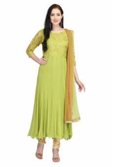 Green Chiffon Anarkali Suit Party Wear -C Bazaar Shop green chiffon anarkali suit slkifh9966000558 u