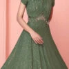Green Chinon Sequins Dresses And Gown Party Wear