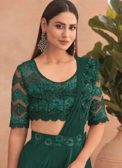 Green Chinon Silk Embroidered Ready Pleated Saree Party Wear 7 Green Chinon Silk Embroidered Ready Pleated Saree Party Wear -C Bazaar Shop green chinon silk embroidered ready pleated saree saska36307302c b