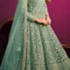Green Net Embroidered Anarkali Suit Party Wear