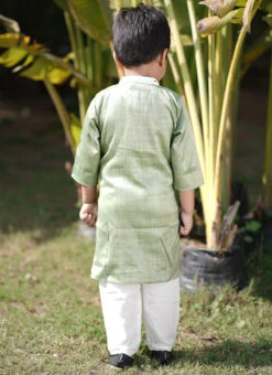 Green Cotton Embroidery Kids Boys Kurta Pyjama Party Wear -C Bazaar Shop green cotton embroidery kids boys kurta pyjama kdbjhavmb20 b