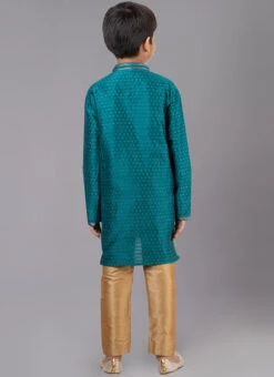 Green Cotton Kids Kurta Pyjama Festive Wear -C Bazaar Shop green cotton kids kurta pyjama kdbkvs807 b