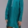 Green Cotton Kids Kurta Pyjama Festive Wear