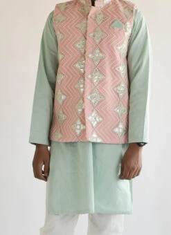 Green Cotton Silk Bandi Set