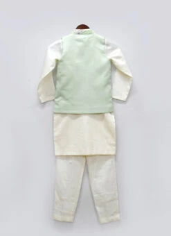 Green Cotton Silk Gotta Embroidery Bandi Set -C Bazaar Shop green cotton silk gotta embroidery bandi set kdbdfk2299 b